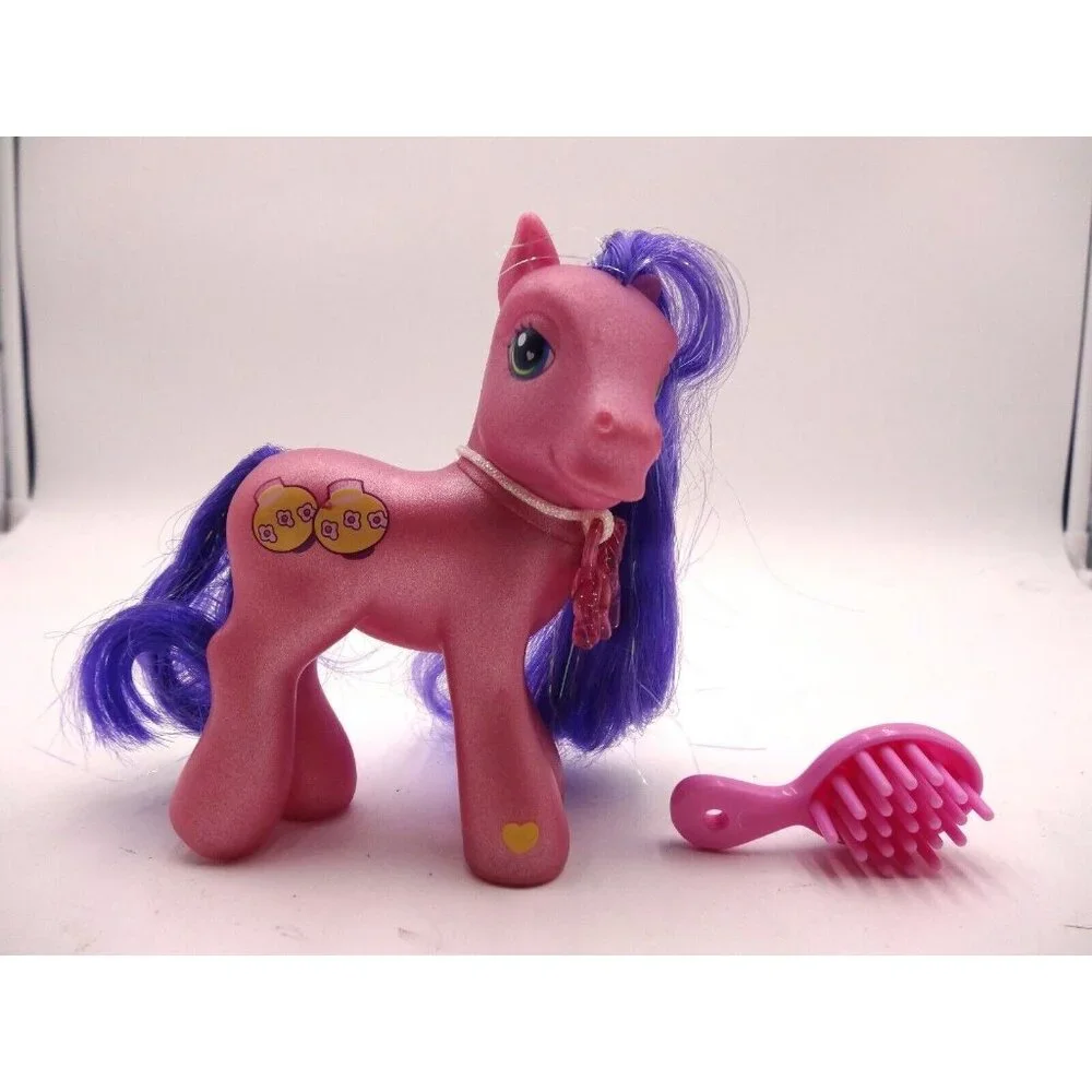 Hasbro's Pink My Little‎ Pony 2002  Kimono Purple Tinsel Hair Charm Necklace Br